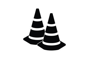 Traffic cone silhouette vector bundle  illustration, Traffic cone silhouette 