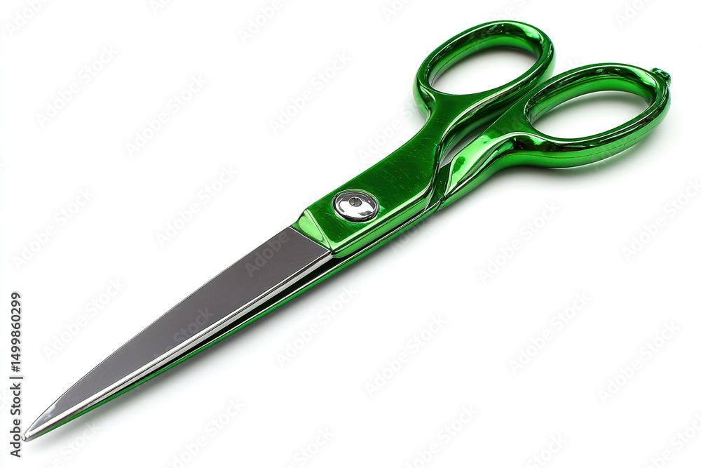 Poster bright green scissors designed for crafting and everyday tasks, showcasing unique style and design e