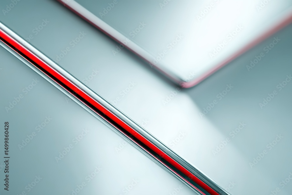 Aufkleber close-up of sleek metallic surfaces with contrasting red lines highlighting modern design elements i