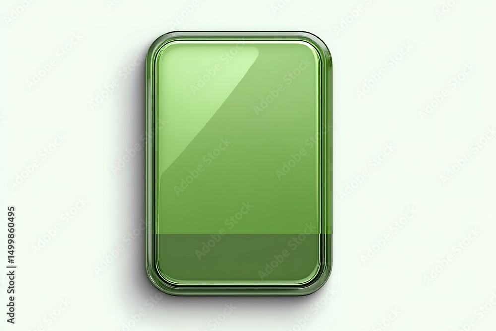 Poster green rectangular object with glossy surface reflecting light in a minimalistic setting