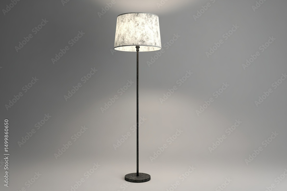 Poster elegant floor lamp standing alone against a gray backdrop showcasing its soft light and simple desig