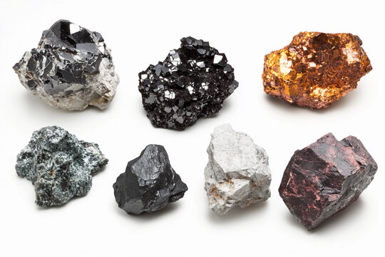 Raw mineral ores showcasing different textures and colors Generative AI