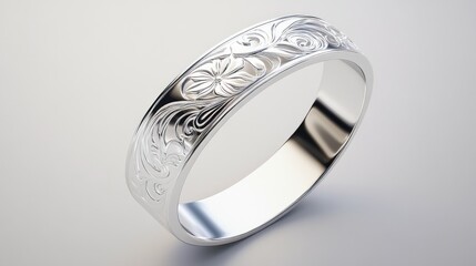 Elegant Silver Ring with Intricate Floral Engraving