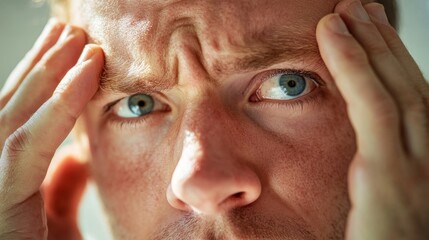 Close-up of Concerned Man with Facial Spasms and Involuntary Twitches