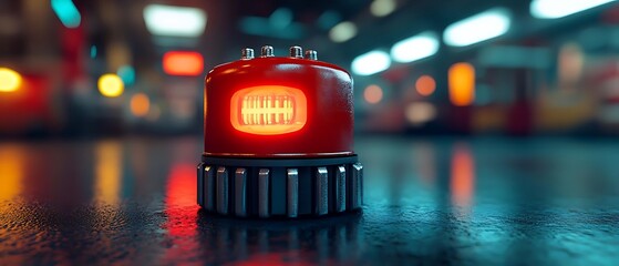 Red alarm, night city, glowing