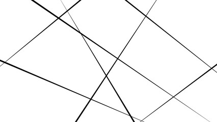 Random geometric line pattern on a transparent background, Abstract black and white liens with many squares and triangles shape on white background.