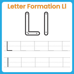 Letter Formation Ll, L Formation, Formation Letter L, Alphabet Tracing L, Letter L Worksheet, Handwriting Practice L, Preschool L, Tracing Ll, Learn To Write L