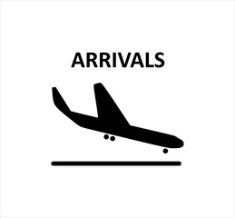 Airport signs, arrivals, vector icons.