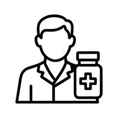 Icon man doctor pharmacist on white background vector
Vector line icon profession