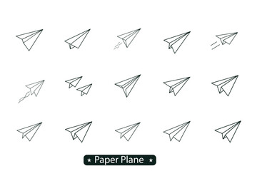 Paper plane line art  vector bundle, Paper plane silhouette 