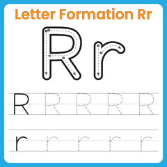 Letter Formation Rr, R Formation, Formation Letter R, Alphabet Tracing R, Letter R Worksheet, Handwriting Practice R, Preschool R, Tracing Rr, Learn To Write R