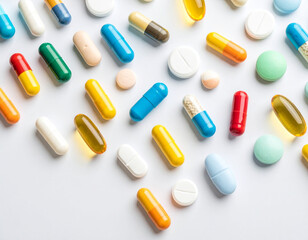 pills on white background