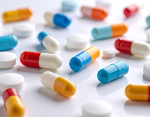 pills on white background