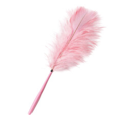  Pink feather cleaning duster tool, Soft dusting sweeper cleaner isolated [Transparent Background PNG].