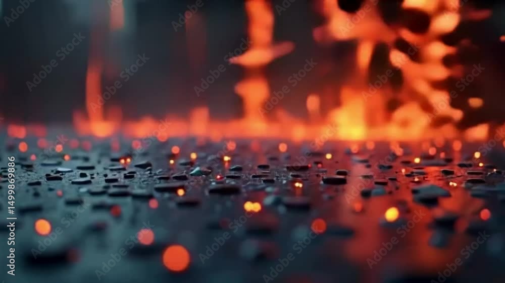 Poster glowing particles falling on surface abstract background
