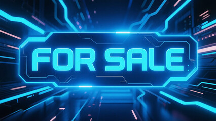 "FOR SALE" text with a blue digital circuit background