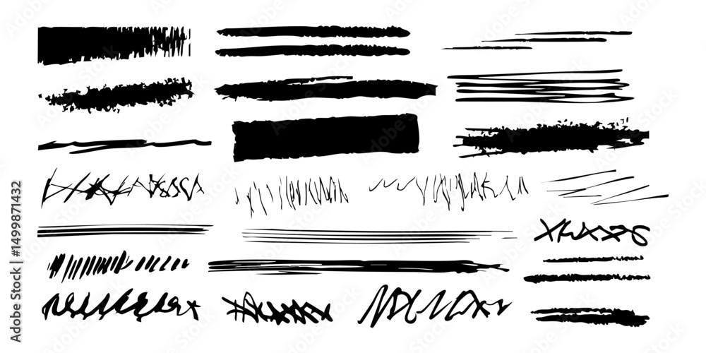 Poster abstract ink brush stroke set. artistic expression and design elements collection. isolated vector i