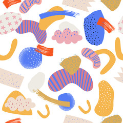 Cute graffiti vector illustrations, abstract cartoon graphic design, irregular graphic background, seamless splicing texture