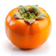 Sharp and Clear Image of a Natural Persimmon on a Solid White Background Photo