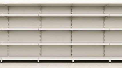 Empty Metal Shelves Storage System For Organization and Display Items