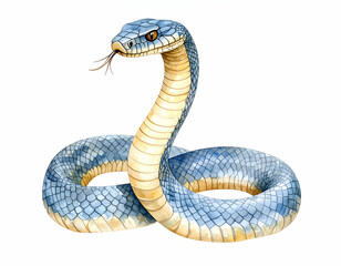 Fototapeta premium Vivid Serpent: A stunning illustration of a blue serpent, with meticulous detail and striking features, exuding a sense of mystery and wonder. 