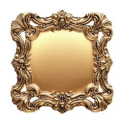 Ornate golden frame isolated on transparent background