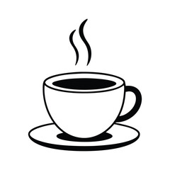 Obraz premium Minimalist Line Art of a Steaming Coffee Cup on Saucer