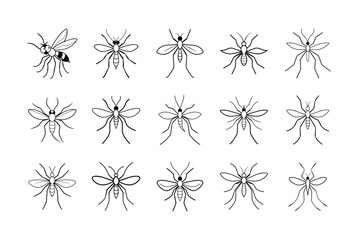 Mosquito line art vector bundle, Mosquito line art 