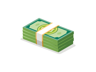 Isometric illustration of a stack of money bills
