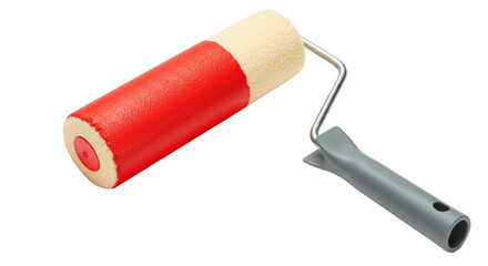 Isolated red paint roller