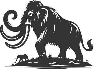 Wild animal mammoth vector silhouette