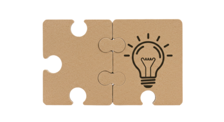Isolated puzzle pieces with lightbulb