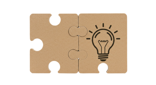 Isolated puzzle pieces with lightbulb - Powered by Adobe