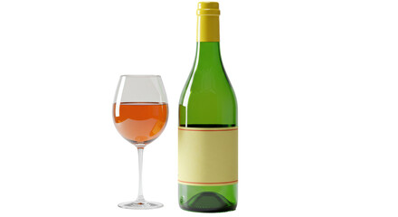 Isolated Wine Glass and Bottle
