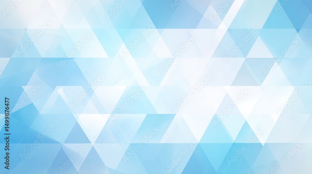 Poster soft blue abstract background featuring overlapping triangles in various shades, creating serene and