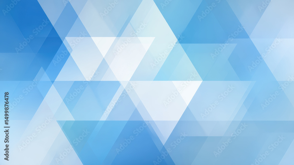 Poster abstract geometric pattern shades of blue, featuring overlapping triangles and shapes that create se