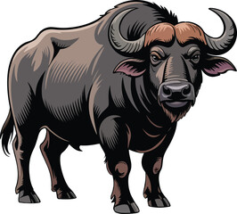 Fototapeta premium Buffalo Cartoon Clipart Vector Illustration