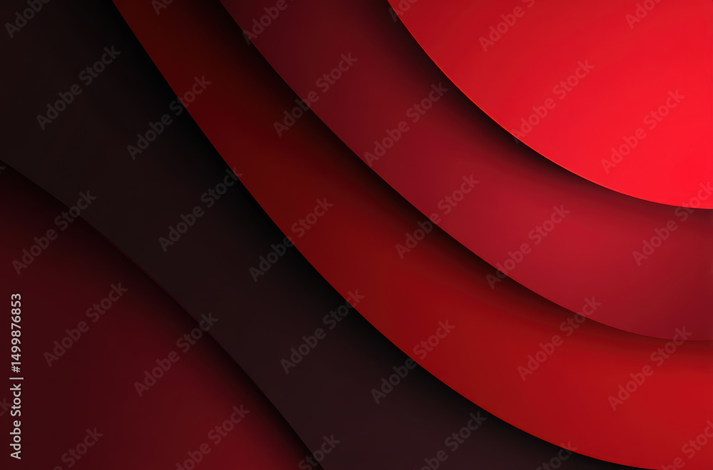 Poster smooth red curves create dynamic and modern abstract background, evoking sense of depth and elegance