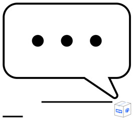 Fototapeta premium Speech bubble containing three centered dots, representing communication, thinking, or messaging. Ideal for chat app, customer service, feedback, conversation, dialogue thinking simple landing page