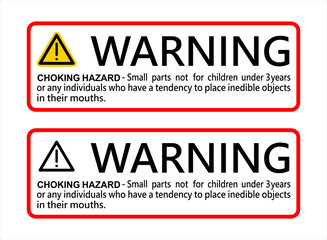 Warning: choking hazard vector design.