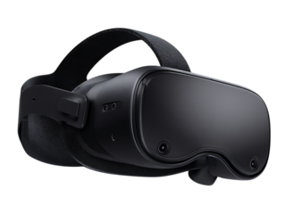 Modern black virtual reality headset isolated