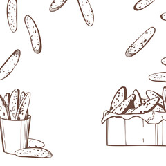  Vector  seamless pattern with hand-drawn biscotti. 