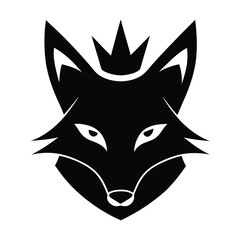Black fox head with a crown