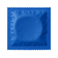 Blue condom package isolated on transparent background