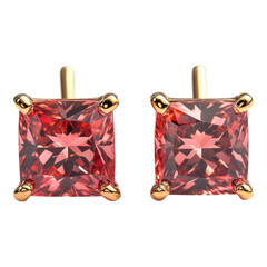 Princess Cut Gemstone Earrings on transparent background
