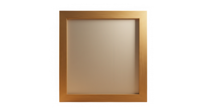 Golden square frame for picture or text isolated on transparent background