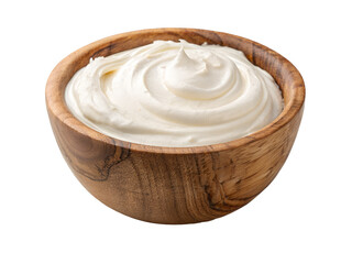 Bowl of Sour Cream Close-Up Isolated on transparent background cutout, PNG file, Cutout file