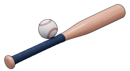 Isolated Baseball Bat and Ball