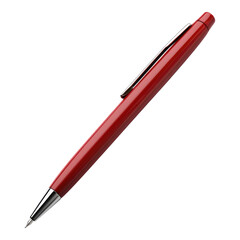 Red ballpoint pen on transparent background