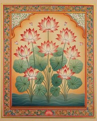 Indian Traditional Mughal Wedding Card Design, Invitation template.